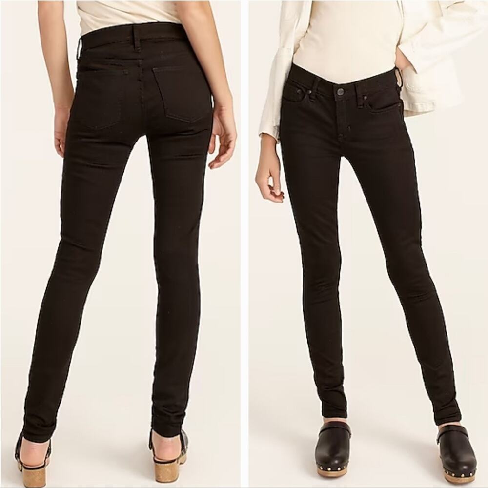 J. CREW 8" Stretchy Toothpick Jeans in True Black Low Rise Size 34 New!